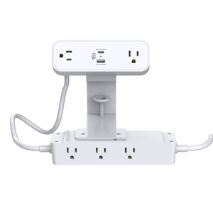 Tira de alimentación de doble propósito de 1875W, enchufe de extensión de cobre, montaje de <span class=keywords><strong>abrazadera</strong></span>, instalación debajo del escritorio, PD65W, enchufes de carga rápida de USB-C - Product Image 2