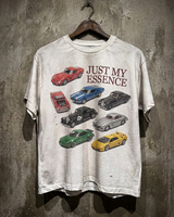 T-shirts vintage pour hommes en coton 100% délavé à l'acide, coupe ample, manches courtes, impression personnalisée, été