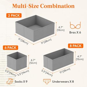16 Pack 3 Sizes Fabric Foldable Drawer <strong>Organizers</strong> <strong>Closet</strong> Underwear Wardrobe Dividers for Clothes Socks for Bathroom Organization - Product Image 5