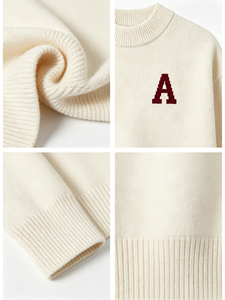 Maglione Personalizzato da Donna in Cotone a Costine, Manica Lunga, Collo Tondo, Primavera/Autunno, ODMOEM, Pullover Jacquard per Signore - Product Image 3
