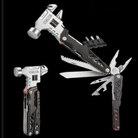 Marteau multifonctionnel à tête ronde en acier inoxydable, pince à clous pliante pour camping en plein air, outils combinés pour véhicules d'urgence, 1 pièce