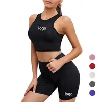 Conjunto de roupa de academia personalizado, conjunto esportivo feminino de roupa fitness para yoga