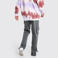 Desain Terbaru Polos Kargo Longgar Kustom Tombol Lebar Kaki Flare dengan Kantong Katun Organik Peregangan Merajut Unisex Celana Jogger Kasual