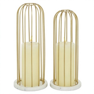 Wedding Decoration Brass <b>Tealight</b> Candle <b>Lantern</b> With Marble Base Gold Candle Holder for Home and Christmas Decor - Product Image 1