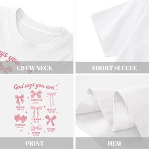 เสื้อยืดคริสเตียนสำหรับผู้หญิง FOXA พร้อมดีไซน์โบว์ ลายข้อพระคัมภีร์ เสื้อยืดสร้างแรงบันดาลใจทางศาสนาเพื่อศรัทธาและความกระตือรือร้น - Product Image 6