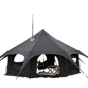 6-7 Personen Oem Grote Luxe Familie Safari Circus Yurt Glamping Canvas Bel Camping Tent