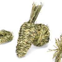 Lapin tissé à la main naturel butinant de l'herbe de lapin tissée à la paille naturelle jouets à mâcher pour petits animaux