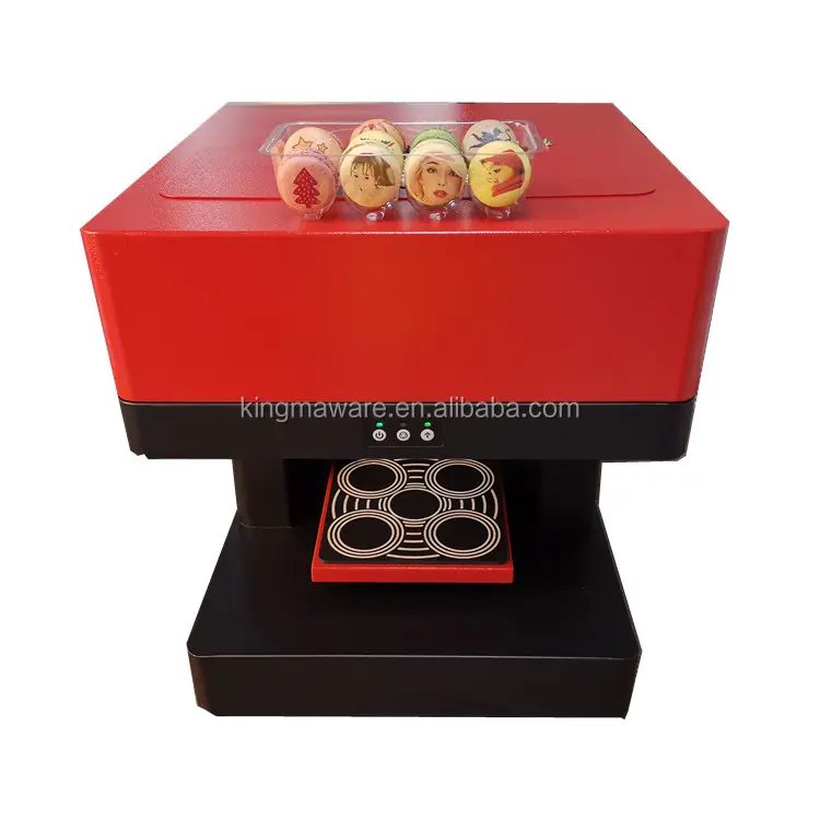 طابعة طعام 4 أكواب آلة طباعة مسطحة للقهوة للدراجية والحلوى والحلوى والماكرون والشوكولاتة والبسكويت طابعات نافثة للحبر CMYK