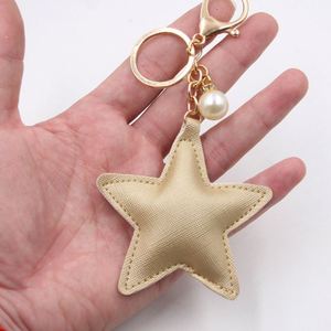 Star Shaped Keychains Christmas Keyring PU Leather Handbag Tote Bag Pendant <b>Car</b> Keychain <b>Ornament</b> - Product Image 4