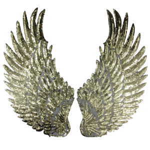 Patch Termoadesiva a Forma di Ali d'Angelo Eco-Friendly, Ricamo di Paillettes Multidimensionale in PET per <span class=keywords><strong>Vestiti</strong></span>, con Tessuto in Feltro e PVC - Product Image 3