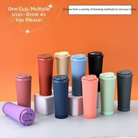 Grande tasse à café portable de 830 ml avec revêtement en céramique, en acier inoxydable 304, isolée sous vide, avec paille et base en silicone
