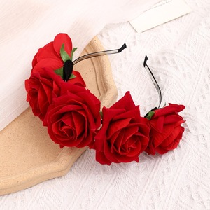 إكسسوارات شعر عالية الجودة للبيع بالجملة ، عصابة رأس للزهور والزهور الحمراء والزهور للنساء ، ملصقات شعار قابلة للتخصيص - Product Image 4