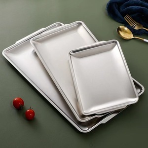 Rectangular 304 Stainless Steel Plate Flat Bottom Sushi <b>Tray</b> Durable Serving <b>Tray</b> For <b>BBQ</b> Dessert Storage - Product Image 2