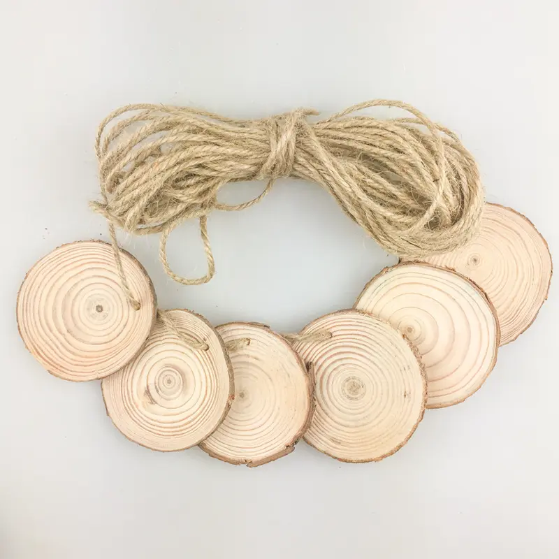 Set von 30 Stück 6-7CM Holz scheiben mit Loch DIY Crafts Rustikale Natur kiefer Runde unvollendete Holz scheiben Kreise mit Baumrinde