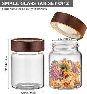 Kitchen Accessories Thread Type Mason <b>Spice</b> <b>Jar</b> Food Grade Borosilicate Glass Storage <b>Jars</b> With Airtight Acacia Wooden Lid - Product Image 2