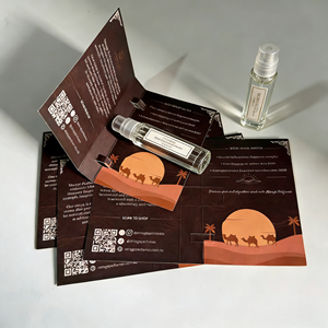 Personnalisez votre design : Emballage de flacon d'échantillon de parfum entièrement imprimé, laminé brillant, en carton d'art pour la vente au détail - Product Image 3