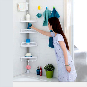 Bathroom corner shelf triangle area multilayer storage rack towel hanging retractable shelf