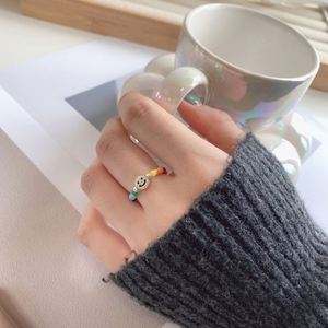 Dylam - Bague ajustable pour femme en argent sterling 925 rhodié, motif visage souriant perlé, tendance et très prisée - Product Image 5