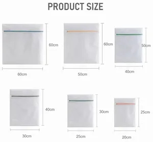 حقيبة غسيل شبكية كبيرة السعة قابلة لإعادة الاستخدام مع سحاب ملون وشعار مخصص - Product Image 3