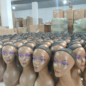 Maniquí de Exhibición de Pelucas de PVC Marrón al por Mayor, Cabeza de Maniquí Realista Afroamericana para Exhibición de Pelucas - Product Image 3