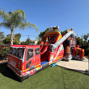 Château sautant gonflable commercial de <span class=keywords><strong>camion</strong></span> de pompiers pour l'entreprise de location de partie parfaite avec la double couture forte. - Product Image 4