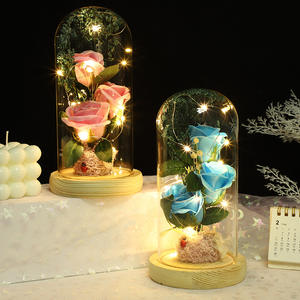 Fiore di rosa eterna con copertura in vetro piccola luce notturna per san valentino compleanno festa della mamma <span class=keywords><strong>regalo</strong></span> per fidanzate <span class=keywords><strong>moglie</strong></span> - Product Image 4