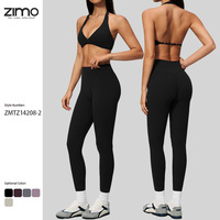 Ensemble de yoga 2 pièces personnalisable, écologique, sans dos, col halter en V, avec soutien-gorge et short, grande taille XL, léger, respirant, séchage rapide, haute performance