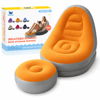 Canapé gonflable pliable en velours avec repose-pieds, chaise gonflable portable d'extérieur, canapé gonflable imperméable pour la sieste