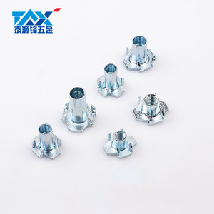 GDTYF Four Prong Nuts M6 Galvanized Carbon Steel For Wood Furniture DIN Standard Partially Threaded - Product Image 1