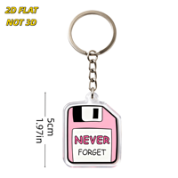 Porte-clés en acrylique disquette rose « Never Forget » – Breloque rétro technologique nostalgique pour clés, accessoire esthétique Y2K durable double face
