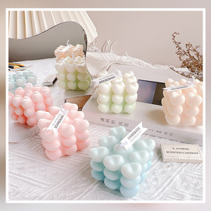 Ins Nordic Style Creative Gradient Heart Magic Cube Scented Candle Atmosphere Birthday Gift Wedding Favor Candle - Product Image 1