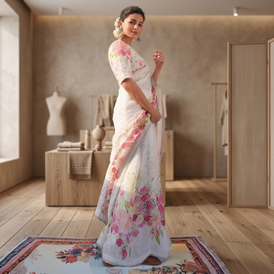 Elegante Bollywood Designer Sari Último vestido étnico para bodas y eventos especiales Impresión digital Ropa de fiesta de trabajo - Product Image 3