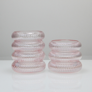 Vase en verre côtelé à design à bulles superposées, rose blush transparent, vase à fleurs décoratif, centre <span class=keywords><strong>de</strong></span> table pour la maison, décoration <span class=keywords><strong>de</strong></span> salon - Product Image 6