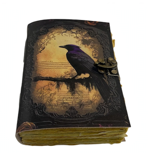 Diario Grimoire de Cuero Vintage con Diseño de Cuervo, Libro de Hechizos de Brujería, Libro de Sombras con Bordes Decorativos Hechos a Mano, Cuaderno Gótico para Escribir, Regalo - Product Image 1