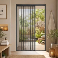 Porte anti-insectes en alliage d'aluminium durable avec ventilation, design pliable pour garage, entrée de villa et usage scolaire