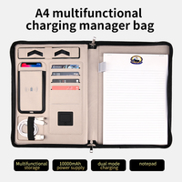 Organiseur de portefeuille haut de gamme, batterie externe, chargeur de téléphone, bloc-notes A4 avec chargeur sans fil et port USB