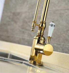Robinet de <span class=keywords><strong>cuisine</strong></span> en laiton à tirette, mélangeur d'évier <span class=keywords><strong>vintage</strong></span>, mélangeur d'eau chaude et froide, robinet de <span class=keywords><strong>cuisine</strong></span> flexible - Product Image 4