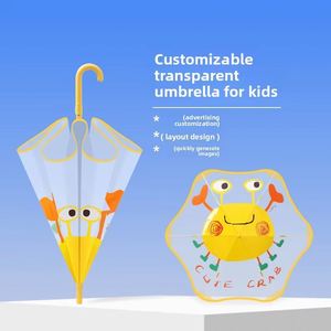 Parapluie semi-automatique pour enfants en pongee, fournisseur, design de dessin animé personnalisé, dos arrondi sécurisé, rentrée scolaire, 90 cm de diamètre, promotionnel - Product Image 1