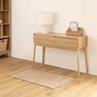 Table console moderne en MDF écologique et durable, deux tiroirs, qualité supérieure, couleur naturelle, meuble de rangement pour salon