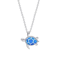 Tortue d'opale bleue Collier en argent sterling 925 Style hawaïen du vent de l'océan