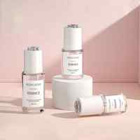 Flacon cosmétique transparent en PETG de 15 ml avec bouchon pompe blanc, rechargeable, vide, pour sérum et essence