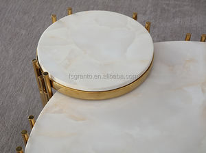 Mesas de centro modernas de lujo nórdicas redondas irregulares de <span class=keywords><strong>Metal</strong></span> pequeñas de centro movibles para sala de estar muebles de mesa de mármol - Product Image 6