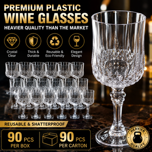 Copas de vino de plástico Copas de plástico Estilo vintage Copas de beber cordiales para recepción de bodas Gran evento Suministros para fiestas - Product Image 1