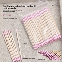 100 écouvillons pointus à double extrémité (7 cm) à usage unique pour le nail art, le maquillage, les applications sur les cils et le nettoyage sous les ongles