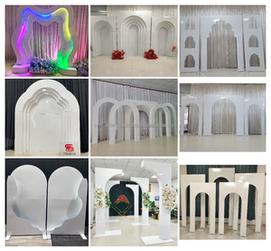 Arche murale décorative LEDA en métal blanc 3D multicouche avec chemin de fleurs pour mariages, fêtes et baby showers - Product Image 6