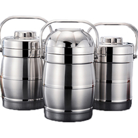 Pot isotherme à double couche en acier inoxydable Conteneur de stockage portable pour réchauffer les aliments Boîte à lunch Boîte à bento en métal avec poignée
