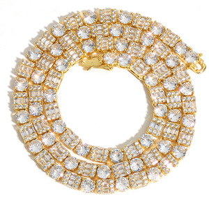 Collar de tenis geométrico con engaste de bisel de moissanita GRA VVS de alta calidad, chapado en oro de 18K sobre plata 925, estilo Hip Hop Iced Out, pasa la prueba del diamante - Product Image 1