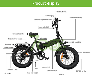 7Go EB3 Sepeda Listrik Lipat 7 Kecepatan Baterai Dapat Dilepas 750w Sepeda Listrik Ban Tebal Off Road - Product Image 4