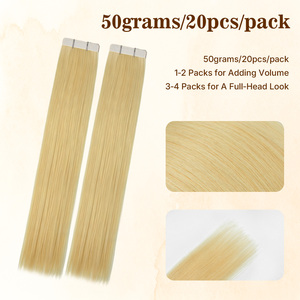 Extensions de cheveux à bandes adhésives Remy naturels, alignées sur les cuticules, réutilisables, double face, haute densité, personnalisables avec logo, pour salons de coiffure (marque privée) - Product Image 1