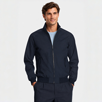 Veste pour homme, col montant, coupe-vent, résistante à l'eau, en polyester et polyuréthane, veste bomber décontractée avec fermeture éclair en métal